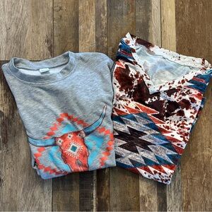 Two cute western tops size small